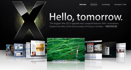 Screenshot of Apple Leopard homepage