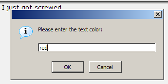 Screenshot of BBCode during use of color option