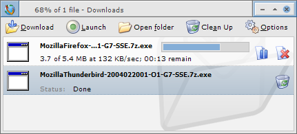 Screenshot of the Download Manager extension in operation