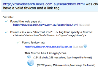 Favicon validator results