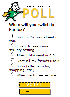 Screenshot of Download.com Firefox switch poll