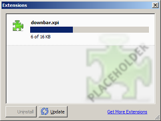 Screenshot of Extension Manager installing Download Statusbar extension