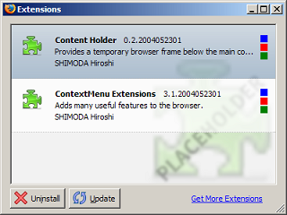 Screenshot of Extension Manager with compatible extensions installed