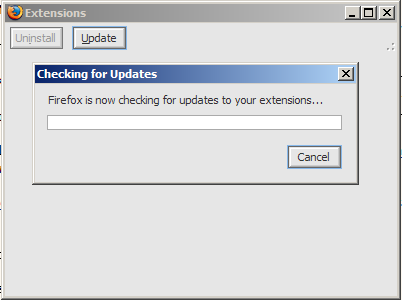 Screenshot of Extension Manager update dialog