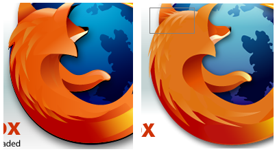 Comparison of old and new Firefox logo