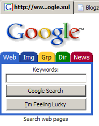 Screenshot of Google's XUL search page