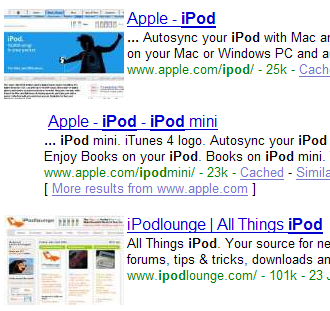Screenshot of GooglePreview extension in action