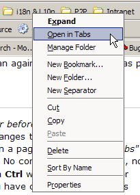 Screenshot of Mozilla Firefox "Open in tabs" context menu option
