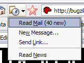 Screenshot of the new mail button in action