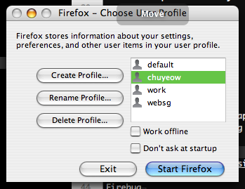 Firefox profile manager