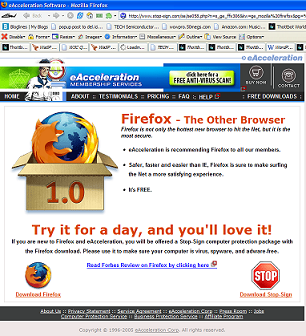 Screenshot of Stop-Sign's Firefox ad landing page