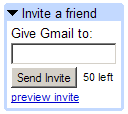 Screenshot of my 50 Gmail invites