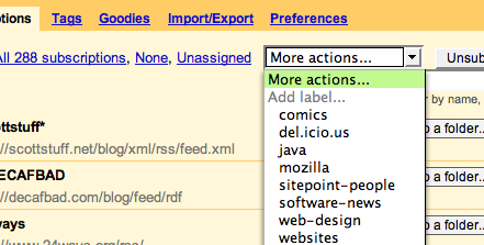 Google Reader - tags, folders and labels