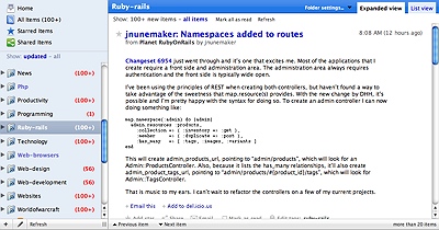 Google Reader with Jon Hicks' theme