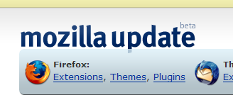Mozilla Update website cropped screenshot