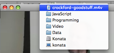 QuickTime Player with \"Reveal file\" menu