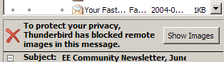 Screenshot of blocked remote images in Thunderbird preview panel