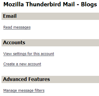 Screenshot of account management pane