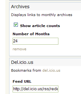 Screenshot of Typo 4's sidebar items administration